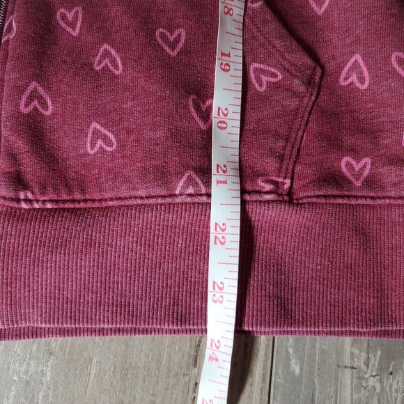 Cat & Jack Burgundy and Pink Heart Pattern Zip-Up Girls Size XL Casual Jacket - Picture 4 of 16
